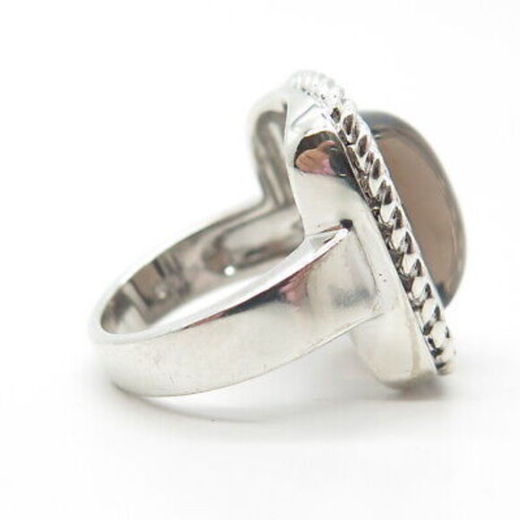 925 Sterling Silver LXG Jewelry Real Smoky Quartz Cocktail Ring Size 6.25 - Picture 4 of 8